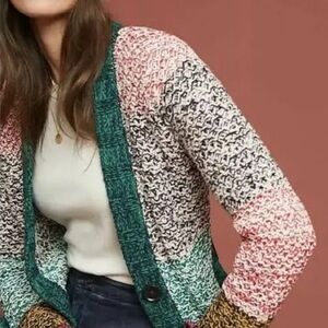 Maeve by Anthropologie Harmony Multi-Color Belted Knit Cardigan | M